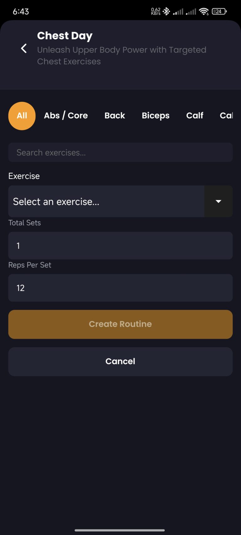 ADD EXERCISE TO ROUTINE