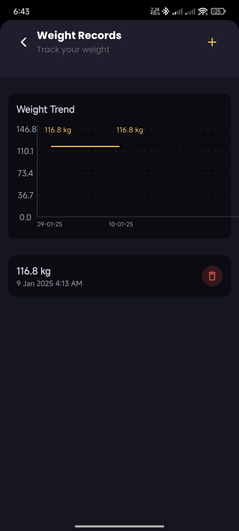 WEIGHT TRACKER SCREEN